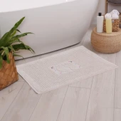 Homedius Banyo Çiçekli Pamuklu Ayak Havlusu 50x70cm   50x70 Sütlü Kahve - 1