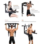3in1 Büyük Duvara Monte Barfiks ve Dips Standı Güçlü ve Dayanıklı Sırt ve Kol Fitness Barı - 4
