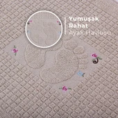 Homedius Banyo Çiçekli Pamuklu Ayak Havlusu 50x70cm   50x70 Sütlü Kahve - 3