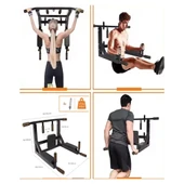 3in1 Büyük Duvara Monte Barfiks ve Dips Standı Güçlü ve Dayanıklı Sırt ve Kol Fitness Barı - 7