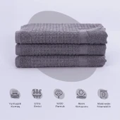 Homedius Banyo Kareli Ayak Desenli Pamuk Ayak Havlusu 50x70cm Antrasit 50x70 - 2