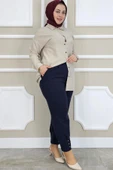 BAYAN RİVETLİ CEPLİ HAVUÇ PANTOLON - 4