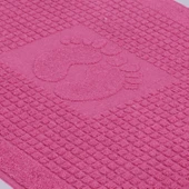 Homedius Banyo Kareli Ayak Desenli Pamuk Ayak Havlusu 50x70cm Pembe 50x70 - 5