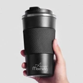 Any Morning BA21549 Paslanmaz Çelik Termos Mug 500 Ml Siyah, Kaymaz Silikon Halka, Sızdırmaz Kapak - 2