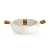 Schafer Ceramoni Seramik Basık Tencere 26 Cm-Krem - 3