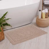 Homedius Banyo Zikzak Desenli Ultra Kalın Pamuk Ayak Havlusu 50x70 cm  50x70 Sütlü Kahve - 1