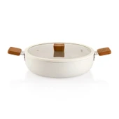 Schafer Ceramoni Seramik Basık Tencere 28 Cm-Krem thumbnail 2