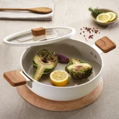 Schafer Ceramoni Seramik Basık Tencere 26 Cm-Krem - 2