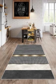 Makinede Yıkanabilir Leke Tutmaz  Gri Kaymaz Deri Taban Modern Yıkanabilir Mutfak Halısı  ÇOKLU 100 x 200 - 3