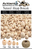 Naturel Ahşap Boncuk 200 lü 1 Paket Jüt İpi Ham Boyanabilir Ahşap Yuvarlak Doğal Boncuklar Takı Tasarım Ektinlik Kreş - 1