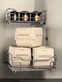 3'lü Set Organizer Erzak Kutusu Bpa Free Saklama Kutusu Soğanlık Sebzelik Sepet Krem 8 Lt x 3 - 2