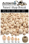 Naturel Ahşap Boncuk 250 li 1 Paket Jüt İpi Ham Boyanabilir Ahşap Yuvarlak Doğal Boncuklar Takı Tasarım Ektinlik Kreş - 1