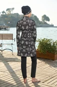 Estiva 25933 Siyah Dijital Desenli Tam Boy Lycralı Tesettür Mayo thumbnail 2