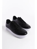 Siyah Klasik Düz Kadın Sneaker - 1