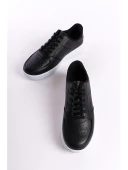 Siyah Klasik Düz Kadın Sneaker - 3