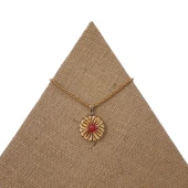 Huzurlu Gökyüzü Bronz Çini Taşlı Çelik Zincir Kolye thumbnail 1