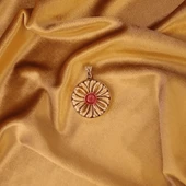 Huzurlu Gökyüzü Bronz Çini Taşlı Çelik Zincir Kolye thumbnail 3