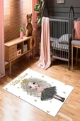 Makinede Yıkanabilir Leke Tutmaz  Beyaz Pvc Deri Kaymaz Taban Princess Çocuk Halısı 219-00  ÇOKLU 80 x 140 - 1