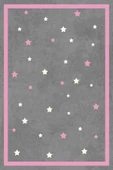 Makinede Yıkanabilir Leke Tutmaz  Antrasit-Pembe Pvc Deri Kaymaz Taban Çocuk Halısı 215-01  ÇOKLU 180 x 280 - 2