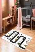 Makinede Yıkanabilir Leke Tutmaz  Beyaz Pvc Deri Kaymaz Taban Doğa-Çevre Çocuk Halısı 417-00  ÇOKLU 200 x 300 - 1