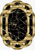Makinede Yıkanabilir Leke Tutmaz  Siyah-Gold Pvc Deri Kaymaz Taban Lazer Kesim Salon-Hol Halısı L8067  180 x 280 SİYAH-GOLD - 2