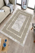 Makinede Yıkanabilir Leke Tutmaz  Vizon-Krem Deko Deri Kaymaz Taban Modern Salon Saçaksız Halı B1175  VİZON-KREM 80 x 200 - 3