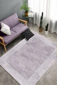 Makinede Yıkanabilir Leke Tutmaz  Lila Deko Deri Kaymaz Taban Versace Çizgi Salon Saçaksız Halı B1200  180 x 280 LİLA thumbnail 4
