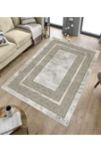 Makinede Yıkanabilir Leke Tutmaz  Vizon-Krem Deko Deri Kaymaz Taban Modern Salon Saçaksız Halı B1175  VİZON-KREM 80 x 200 - 5