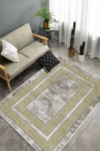 Makinede Yıkanabilir Leke Tutmaz  Gold-Krem Deko Deri Kaymaz Taban Modern Salon Halısı B1177  GOLD-KREM 120 x 180 - 4