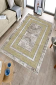 Makinede Yıkanabilir Leke Tutmaz  Gold-Krem Deko Deri Kaymaz Taban Modern Salon Halısı B1177  GOLD-KREM 100 x 200 - 3