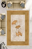 Makinede Yıkanabilir Leke Tutmaz  Gold Pvc Deri Kaymaz Taban Modern Salon Saçaksız Halı B1233  GOLD 160 x 230 - 1