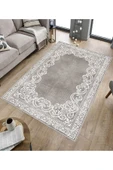 Makinede Yıkanabilir Leke Tutmaz  Gri-Antrasit Deko Deri Kaymaz Taban Eternity Salon Saçaksız Halı B1217  GRİ-ANTRASİT 180 x 280 - 5