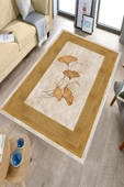 Makinede Yıkanabilir Leke Tutmaz  Gold Deko Deri Kaymaz Taban Modern Salon Saçaksız Halı B1233  GOLD 160 x 230 - 3