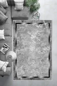 Makinede Yıkanabilir Leke Tutmaz  Gri-Gümüş Deko Deri Kaymaz Taban Salon Saçaksız Halı B1245  GRİ 160 x 230 thumbnail 6