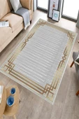 Makinede Yıkanabilir Leke Tutmaz  Gold Dot Keçe Kaymaz Taban Salon Saçaksız Halı B1265  GOLD 160 x 230 - 3