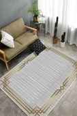 Makinede Yıkanabilir Leke Tutmaz  Gold Dot Keçe Kaymaz Taban Salon Saçaksız Halı B1265  GOLD 160 x 230 - 4