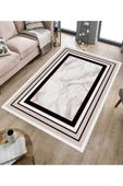 Makinede Yıkanabilir Leke Tutmaz  Pudra Deko Deri Kaymaz Taban Çerçeve Salon Saçaksız Halı B1259  PUDRA 80 x 300 thumbnail 5