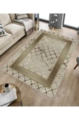 Makinede Yıkanabilir Leke Tutmaz  Vizon-Gold Deko Deri Kaymaz Taban Versace Salon Saçaksız Halı B1280  VİZON-GOLD 120 x 180 - 5