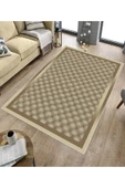 Makinede Yıkanabilir Leke Tutmaz  Gold Deko Deri Kaymaz Taban Modern Salon Saçaksız Halı B1289  GOLD 80 x 200 - 5