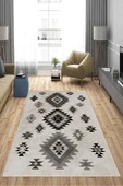 Makinede Yıkanabilir Leke Tutmaz  Bej-Gri Deko Deri Kaymaz Taban Modern Salon Saçaksız Halı A134  BEJ 180 x 280 - 4