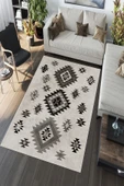 Makinede Yıkanabilir Leke Tutmaz  Bej-Gri Deko Deri Kaymaz Taban Modern Salon Saçaksız Halı A134  BEJ 180 x 280 - 5