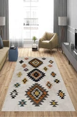 Makinede Yıkanabilir Leke Tutmaz  Multi Deko Deri Kaymaz Taban Modern Salon Saçaksız Halı A132  MULTİ 80 x 200 - 4