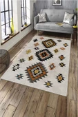 Makinede Yıkanabilir Leke Tutmaz  Multi Deko Deri Kaymaz Taban Modern Salon Saçaksız Halı A132  MULTİ 80 x 200 - 1