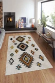 Makinede Yıkanabilir Leke Tutmaz  Multi Deko Deri Kaymaz Taban Modern Salon Saçaksız Halı A132  MULTİ 80 x 200 - 3