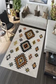 Makinede Yıkanabilir Leke Tutmaz  Multi Deko Deri Kaymaz Taban Modern Salon Saçaksız Halı A132  MULTİ 80 x 200 - 5