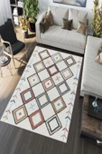 Makinede Yıkanabilir Leke Tutmaz  Beyaz-Multi Deko Deri Kaymaz Taban İskandinav Salon Saçaksız Halı A150  BEYAZ-MULTİ 80 x 200 thumbnail 5