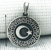 Göktürk Alfabesi Yazılı 925 Ayar Ayyıldız Gümüş Kolye thumbnail 3