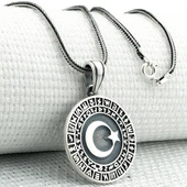 Göktürk Alfabesi Yazılı 925 Ayar Ayyıldız Gümüş Kolye thumbnail 1