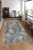 Makinede Yıkanabilir Leke Tutmaz  Sarı Pvc Deri Kaymaz Taban Vintage Salon Saçaksız Halı A136  SARI 100 x 200 - 3