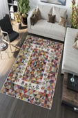 Makinede Yıkanabilir Leke Tutmaz  Multi Pvc Deri Kaymaz Taban Dekor Salon Saçaksız Halı A146  MULTİ 120 x 180 - 12